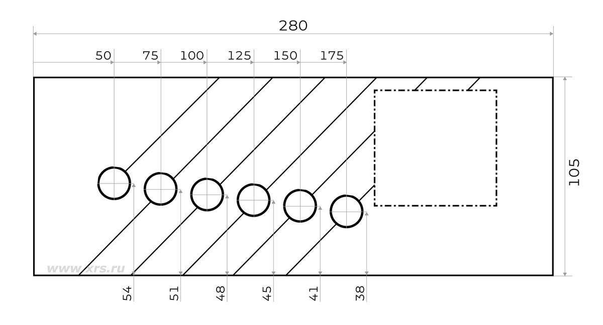 Схема стандартного образца СО-1Р с указанием основных размеров (мм)