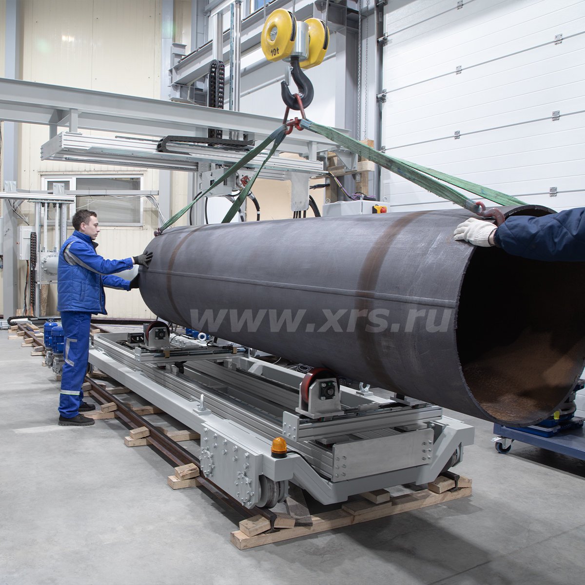 Установка объекта контроля на моторизованную телегу