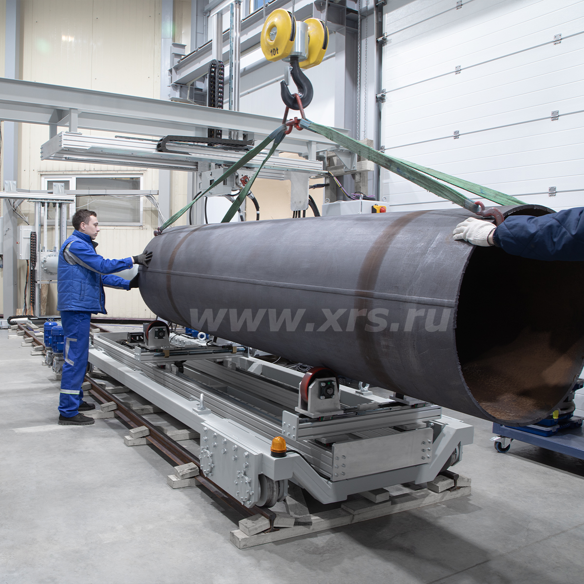 Установка объекта контроля на моторизованную телегу