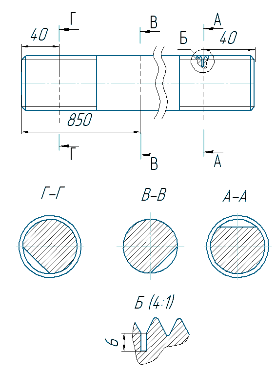 Схематическое изображение настроечного образца для контроля анкерных болтов
