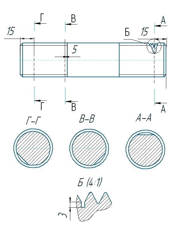 Схематическое изображение настроечного образца для контроля шпилек